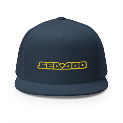 Sea-Doo Embroidered Trucker Hat — Retro Watersports Cap Yellow
