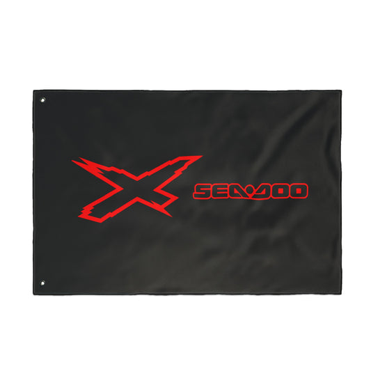 Sea‑Doo X Performance Flag — Double‑Sided Black & Red PWC Banner