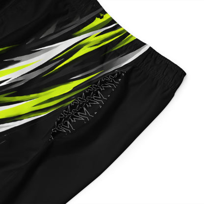 Men's RXTX Performance Racing Splash Board Shorts — Quick-Dry Surf & Swim Trunks Black & Manta Green