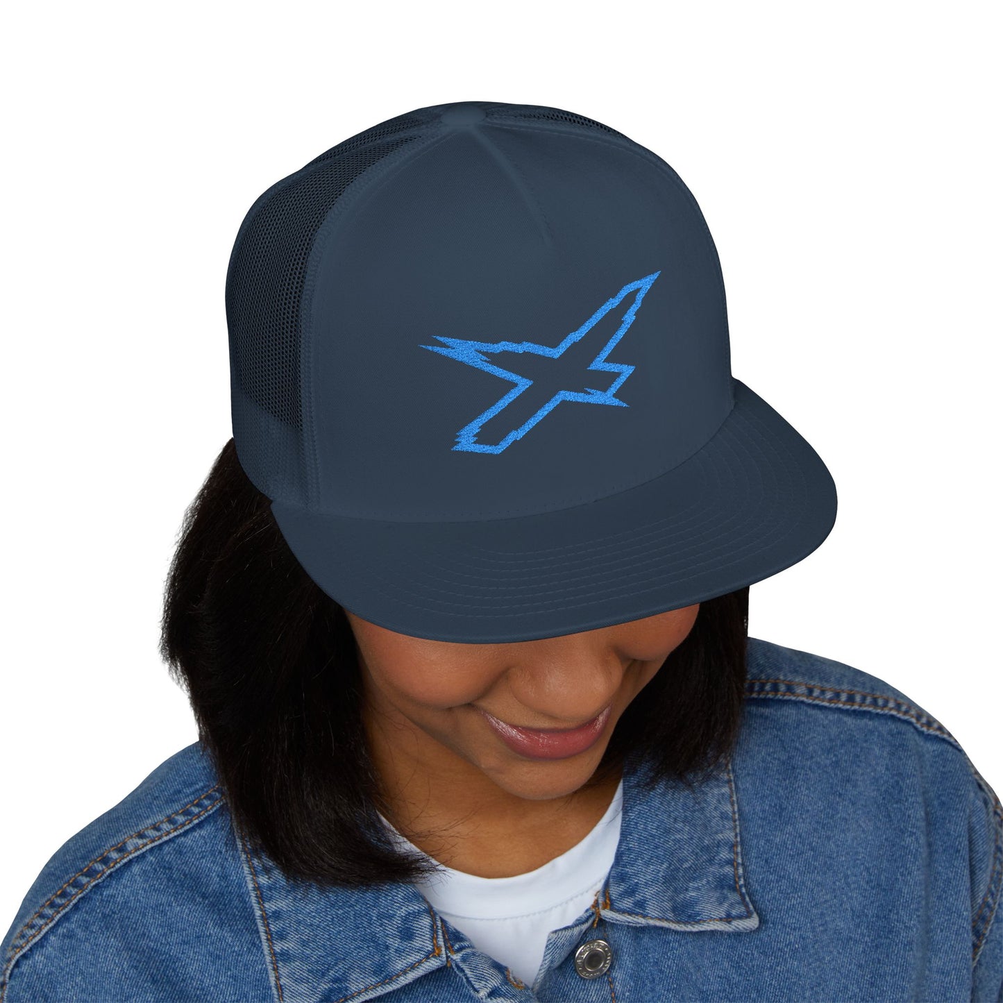 SeaDoo X-Team Performance Embroidered Trucker Cap — Mesh 5-Panel Hat Gulfstream Blue