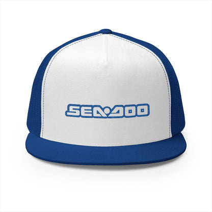 Sea-Doo Embroidered Trucker Hat — Retro Watersports Cap Blue