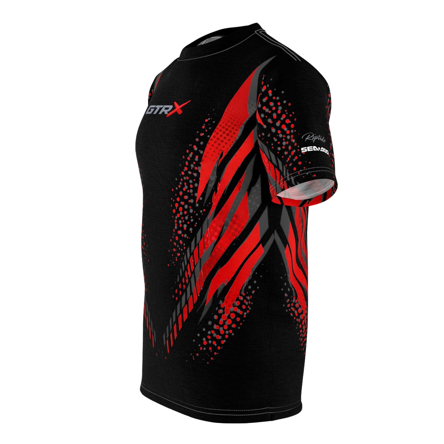 SeaDoo GTRX X-Team Cyber Racing Dri Fit Tee — Grey Red & Black All-Over Print