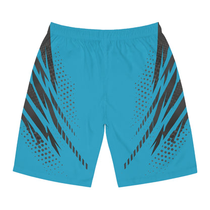 SeaDoo GTX Men's Grey & Teal Racing Board Shorts — Athletic Swim Trunks