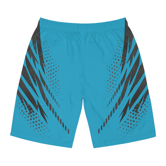 SeaDoo GTX Men's Grey & Teal Racing Board Shorts — Athletic Swim Trunks
