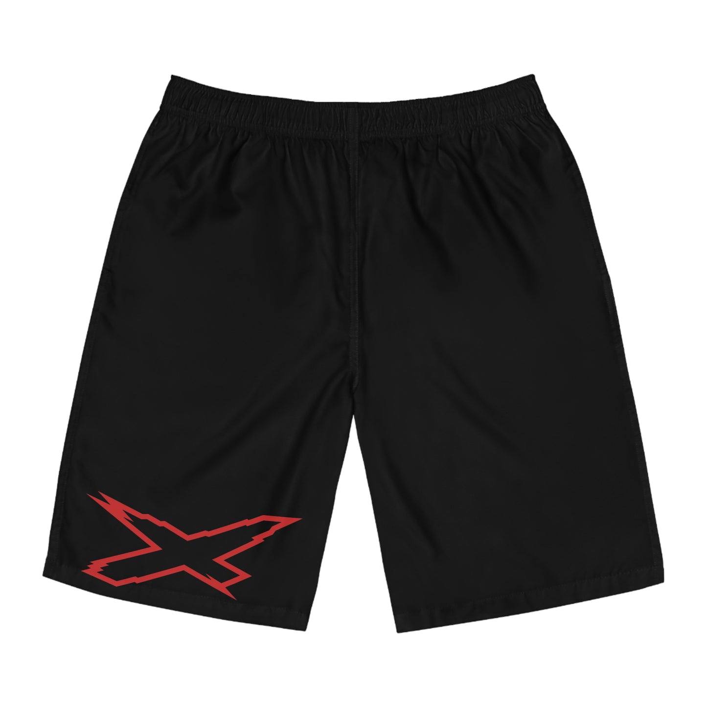 X-Team Men's Black Board Shorts — Surf & Swim Trunks Red