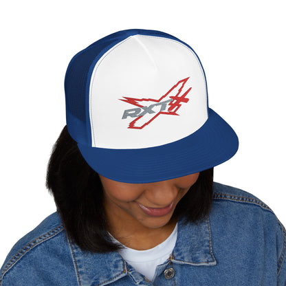 RXTX X-Team Embroidered Snap Back Trucker Cap - 5-Panel Mesh Hat Red