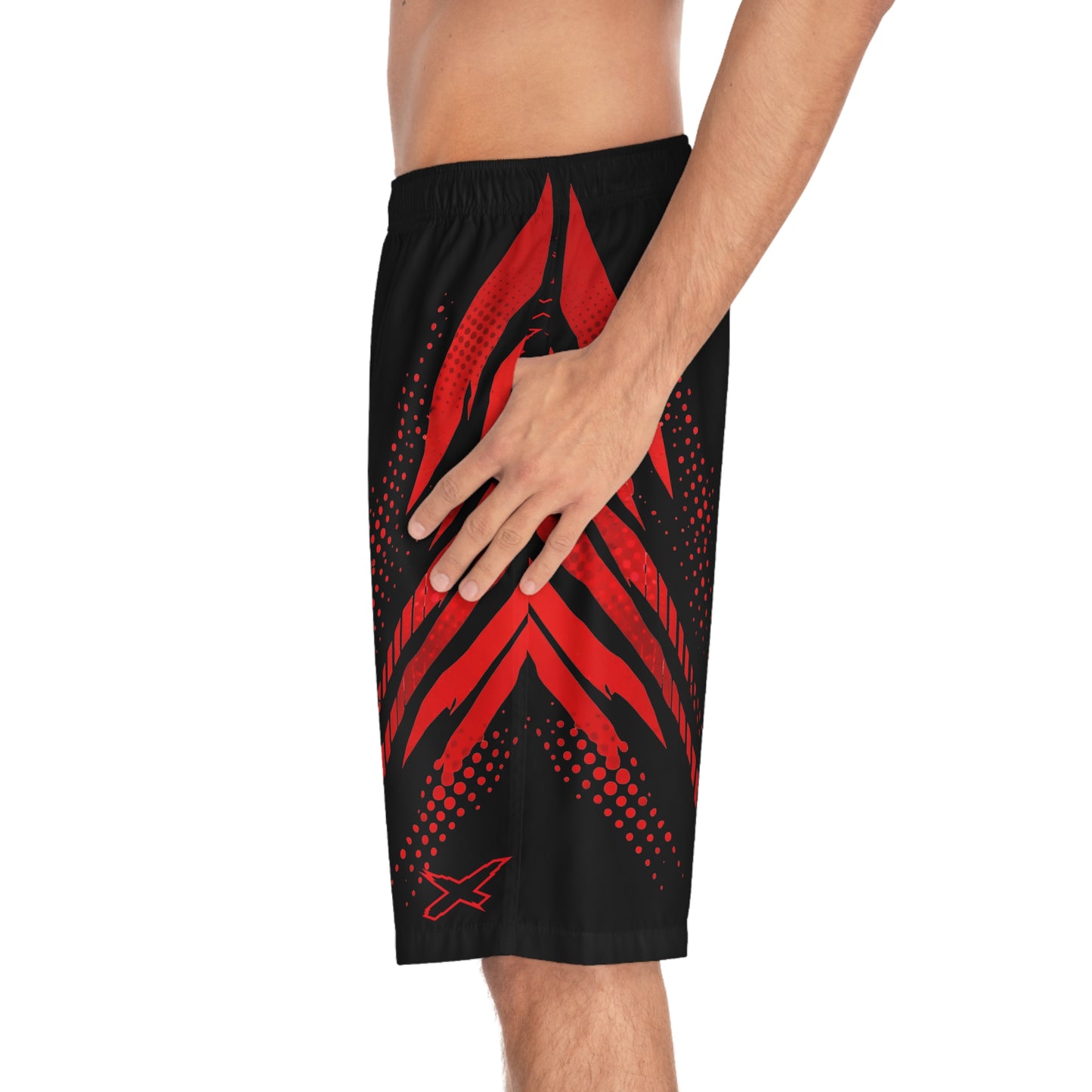 SeaDoo RXPX X-Team Men's Black & Red Racing Board Shorts — Athletic Swim Trunks