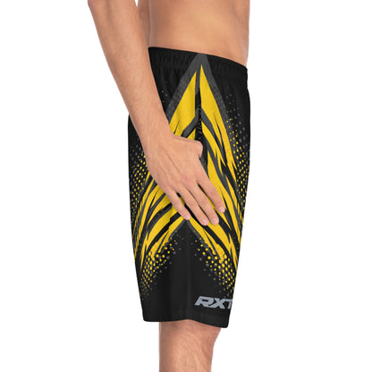 SeaDoo RXTX X-Team Men's Millenium Yellow & Grey Racing Board Shorts — Athletic Swim Trunks