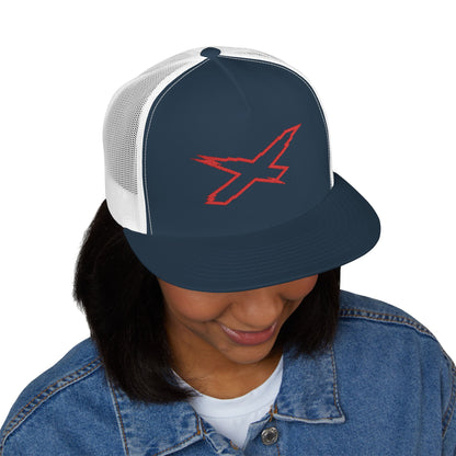 X-Team Performance Embroidered Trucker Cap — Mesh 5-Panel Hat Red