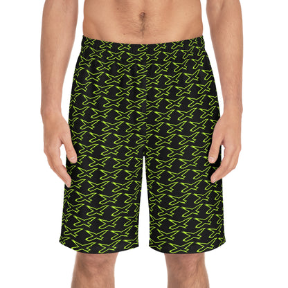 Men's X-Team Peformance Pattern Board Shorts — Beach Swim Trunks Manta Green/Black