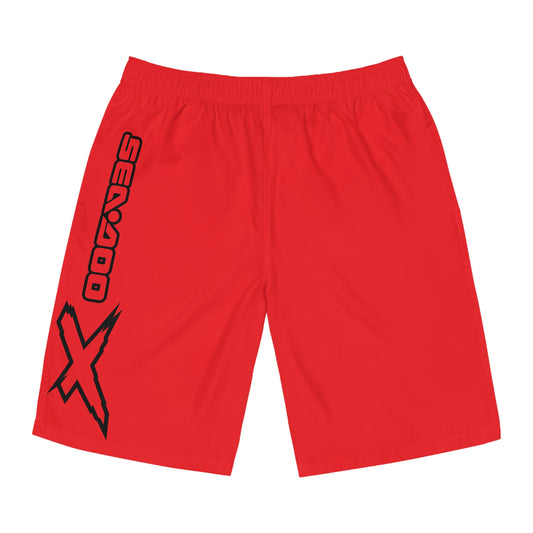 Men's X-Team Performance Board Shorts — Beach Swim Trunks Red