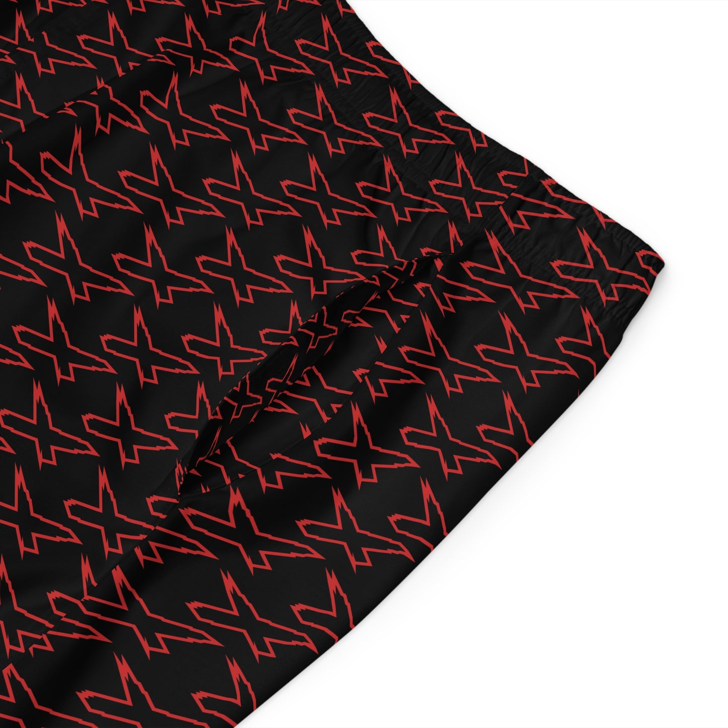 Men's X-Team Performance Pattern Board Shorts — Beach Swim Trunks Red/Black
