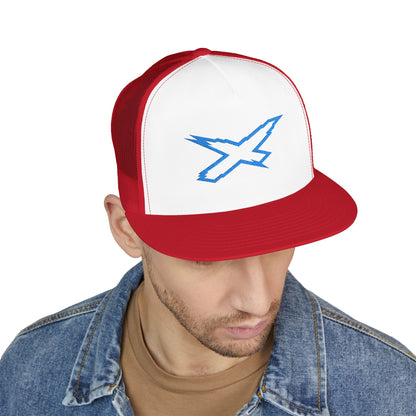 SeaDoo X-Team Performance Embroidered Trucker Cap — Mesh 5-Panel Hat Gulfstream Blue