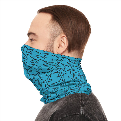 X-Team Performance UPF Pattern Neck Gaiter Face Mask Cover Black/Gulfstream Blue