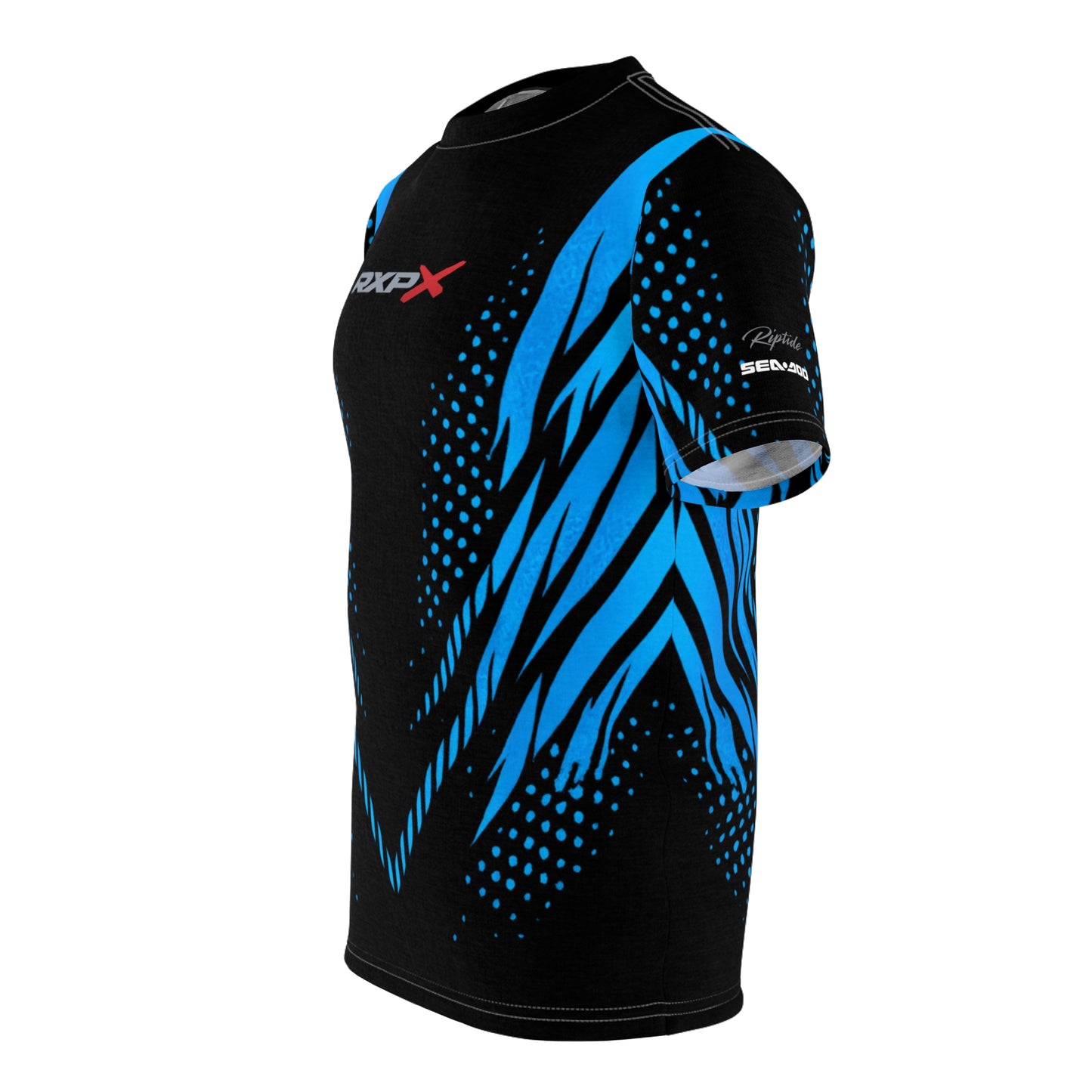 SeaDoo RXPX X-Team Cyber Racing Dri Fit Tee — Gulfstream Blue & Black All-Over Print