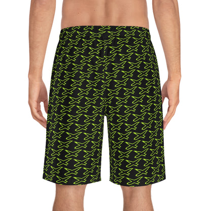 Men's X-Team Peformance Pattern Board Shorts — Beach Swim Trunks Manta Green/Black