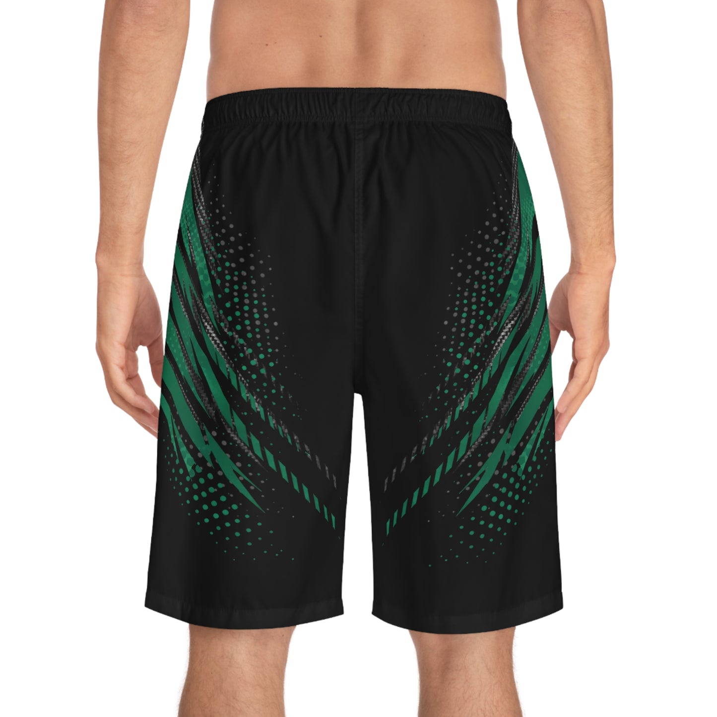 SeaDoo RXPX X-Team Men's Apex Racing Green & Carbon Fiber Racing Board Shorts — Athletic Swim Trunks