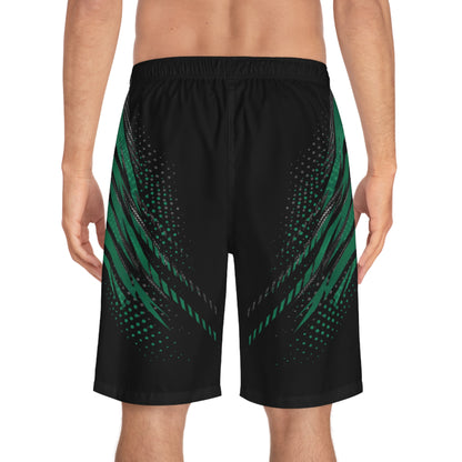 SeaDoo RXPX X-Team Men's Apex Racing Green & Carbon Fiber Racing Board Shorts — Athletic Swim Trunks