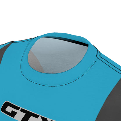 SeaDoo GTX X-Team Cyber Racing Dri Fit Tee — Grey & Teal All-Over Print