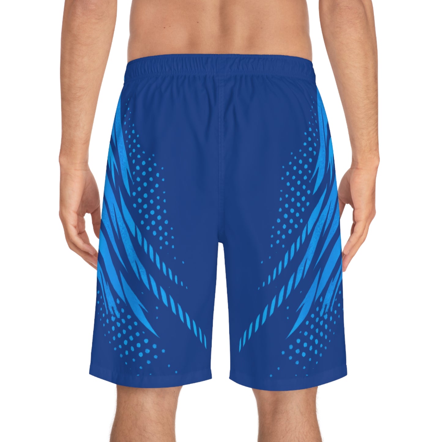 SeaDoo GTX Men's Gulfstream Blue & Abyss Blue Racing Board Shorts — Athletic Swim Trunks