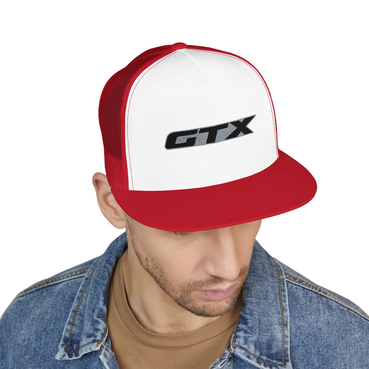 GTX Embroidered Snap Back Trucker Cap - 5-Panel Mesh Hat