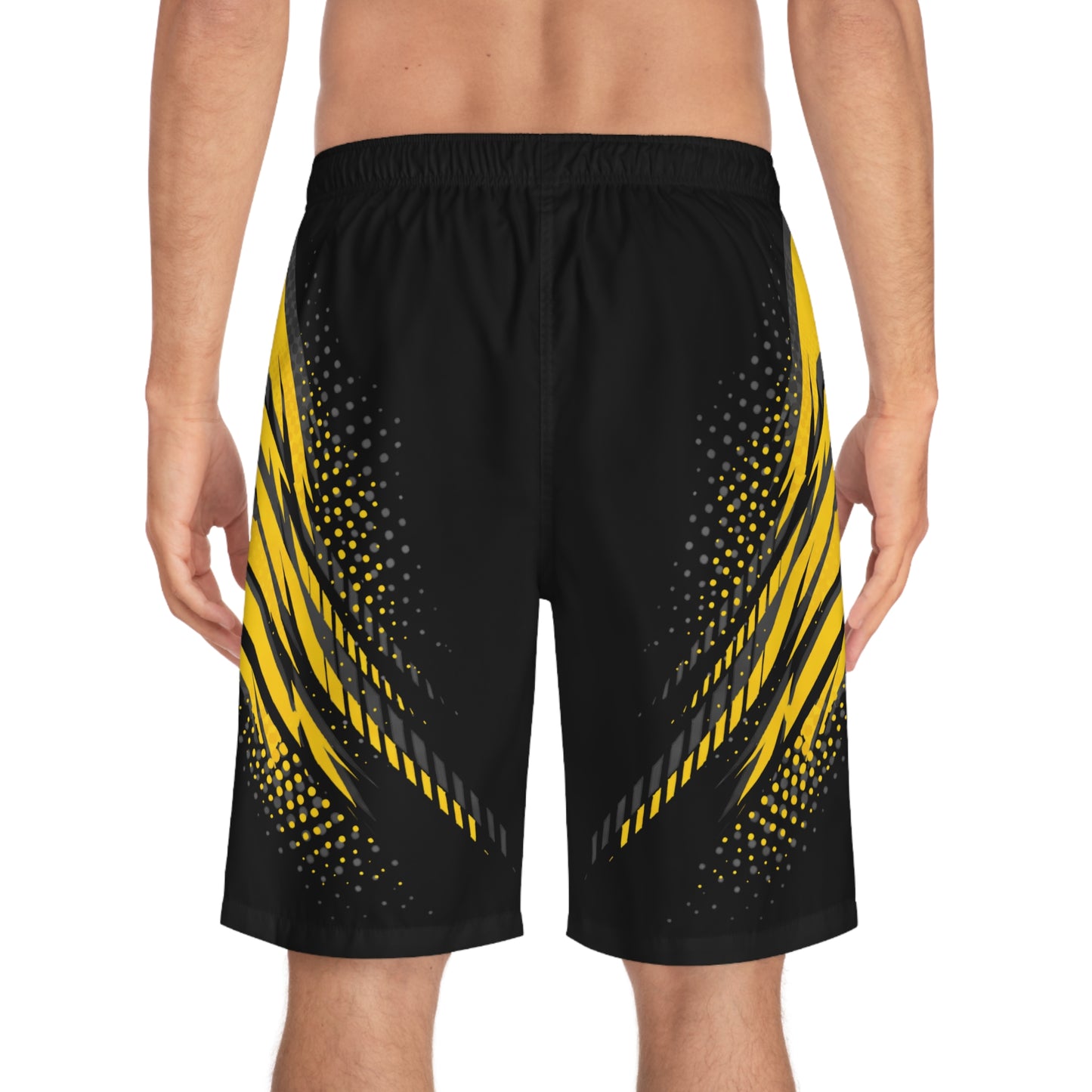 SeaDoo RXTX X-Team Men's Millenium Yellow & Grey Racing Board Shorts — Athletic Swim Trunks