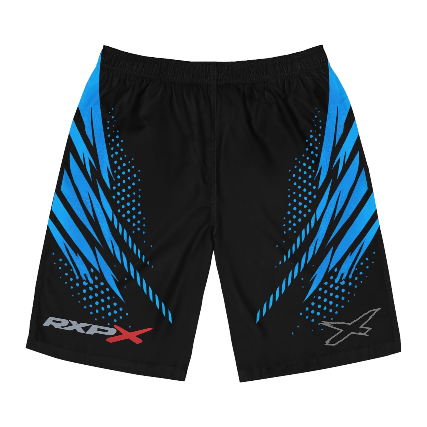 SeaDoo RXPX X-Team Men's Black & Gulfstream Blue Racing Board Shorts — Athletic Swim Trunks