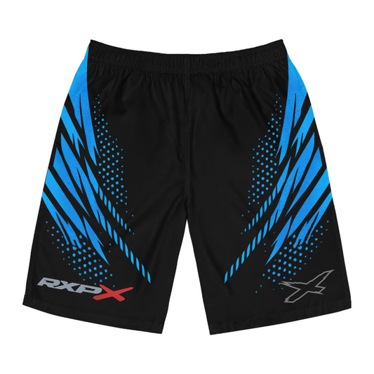 SeaDoo RXPX X-Team Men's Black & Gulfstream Blue Racing Board Shorts — Athletic Swim Trunks