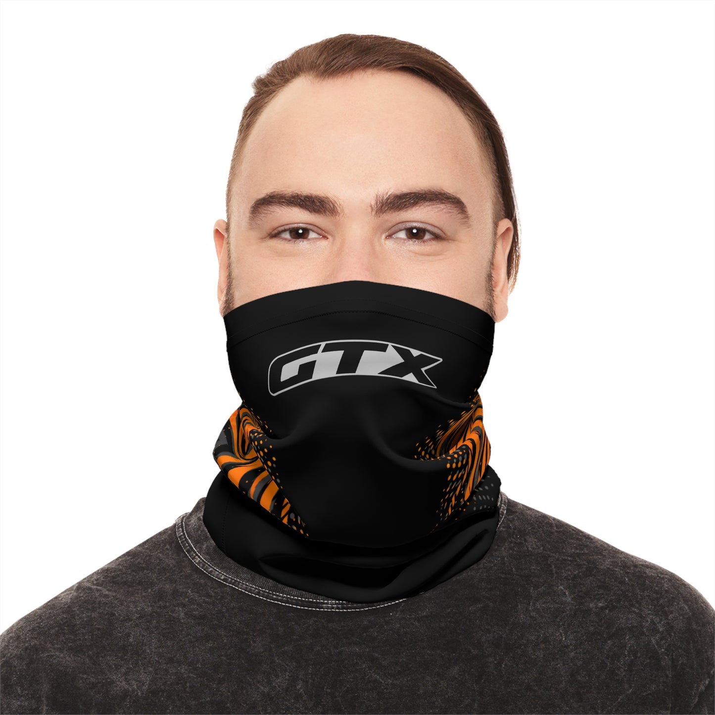 SeaDoo GTX Racing Neck Gaiter — Grey & Orange Midweight Face Shield Mask