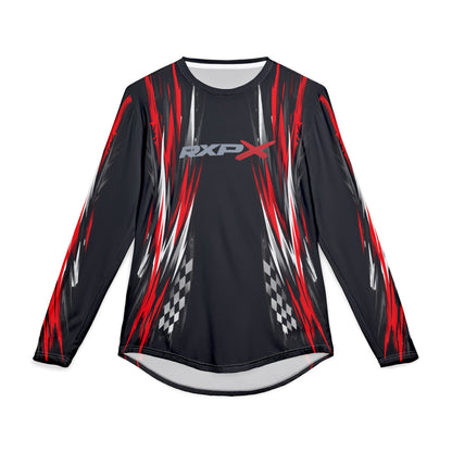RXPX Racing UV Long Sleeve Jersey Shirt — Dri Fit UPF Performance Tee - Black & Red