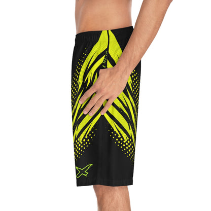 SeaDoo RXTX X-Team Men's Black & Manta Green Racing Board Shorts — Athletic Swim Trunks