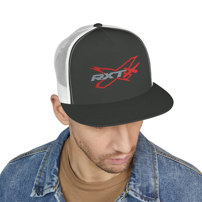 RXTX X-Team Embroidered Snap Back Trucker Cap - 5-Panel Mesh Hat Red