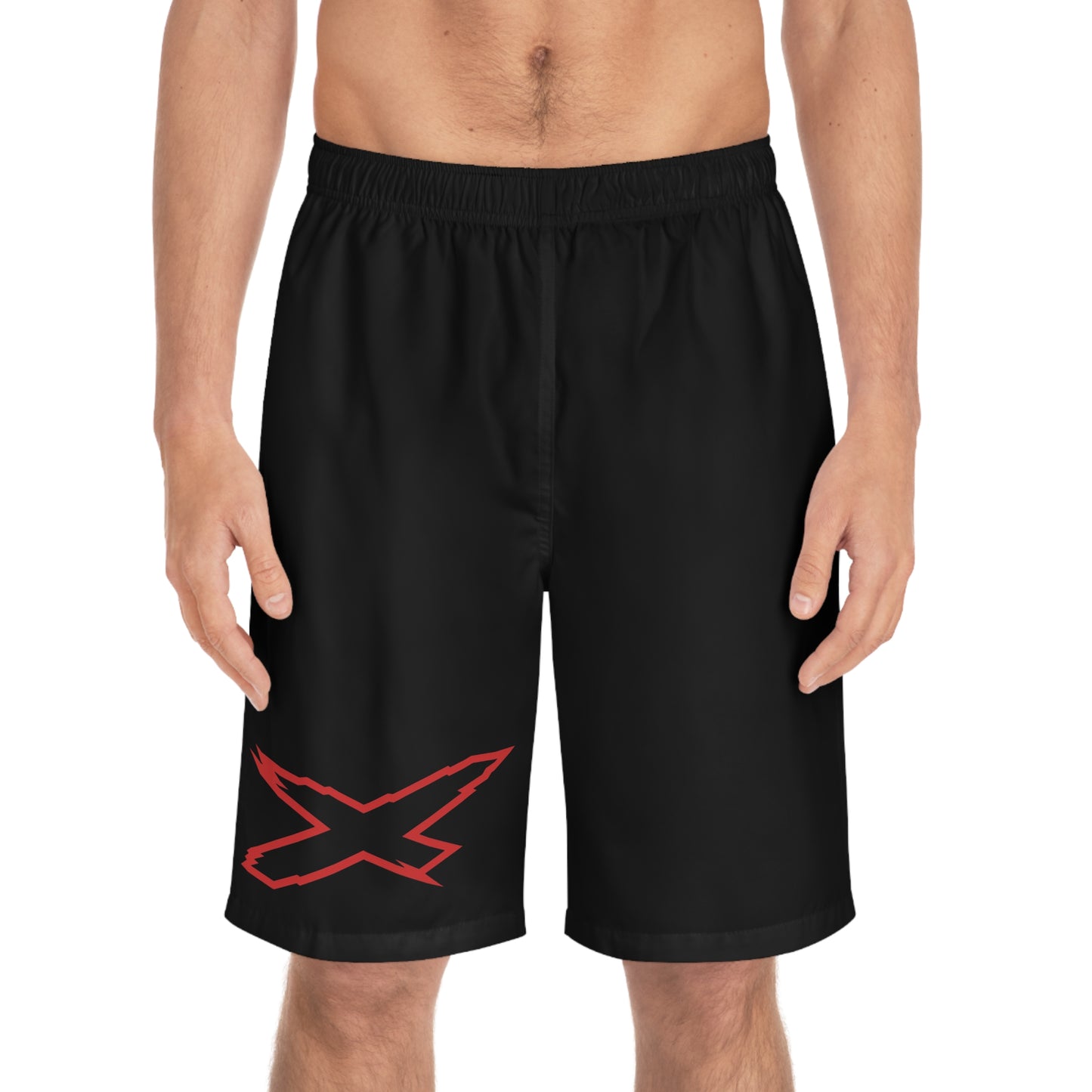 Men's X-Team Performance Board Shorts — Beach Swim Trunks Red/Black