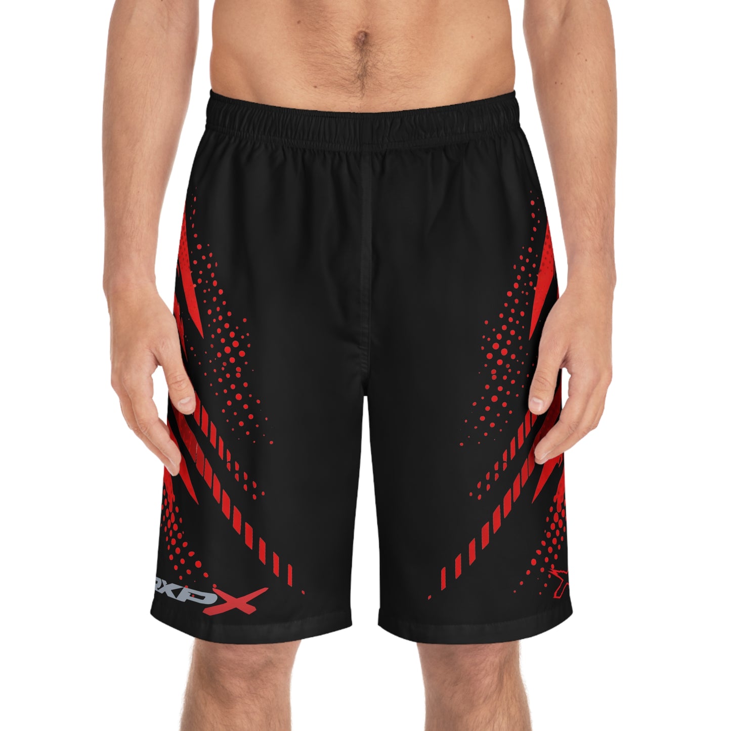 SeaDoo RXPX X-Team Men's Black & Red Racing Board Shorts — Athletic Swim Trunks