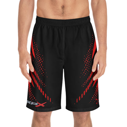 SeaDoo RXPX X-Team Men's Black & Red Racing Board Shorts — Athletic Swim Trunks