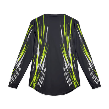 Men's RXPX Racing UV Long Sleeve Jersey Shirt — Dri Fit UPF Performance Tee - Black & Manta Green