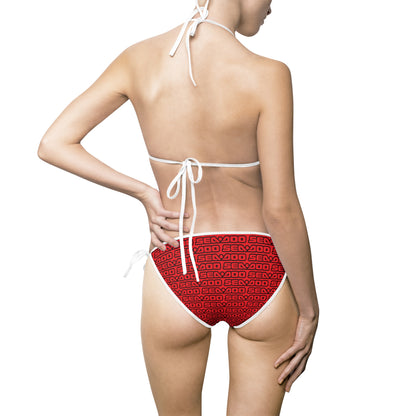 SeaDoo Red Pattern Bikini Swimsuit | Triangle Tie-Side Bikini