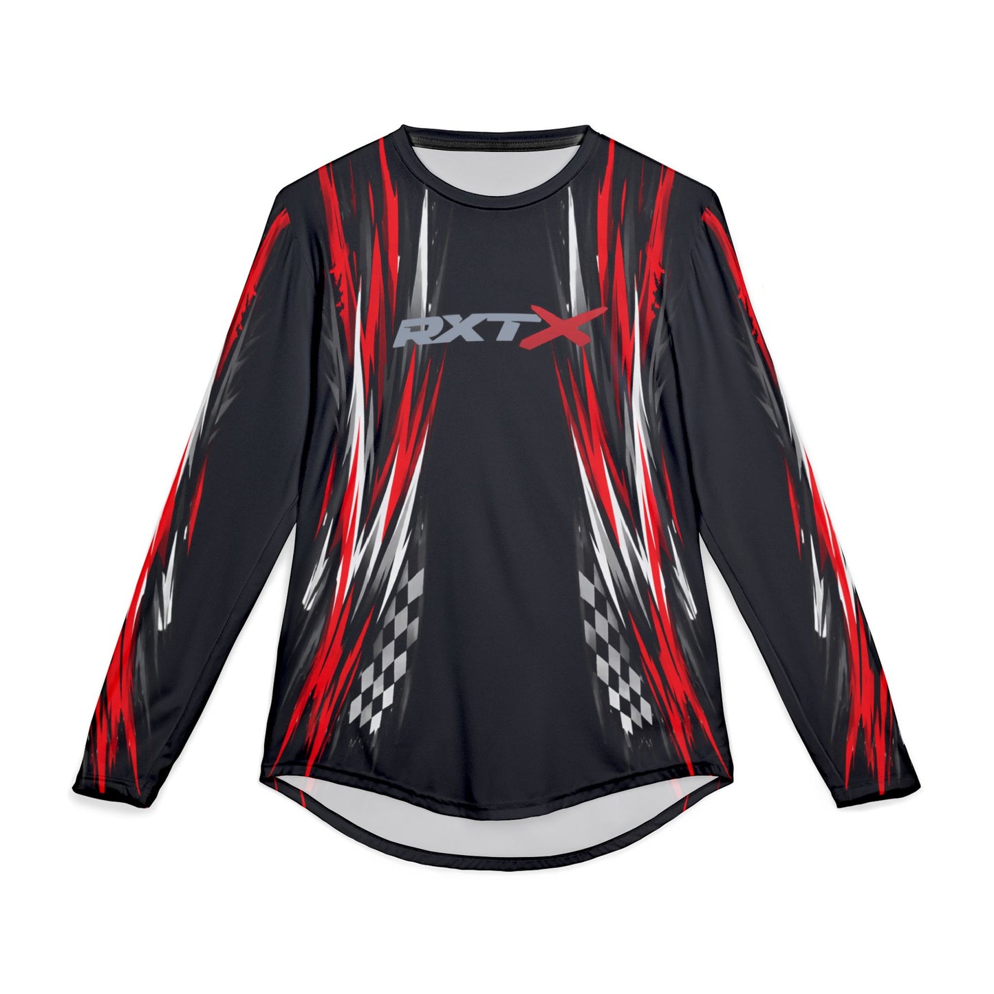 RXTX Racing UV Long Sleeve Jersey Shirt — Dri Fit UPF Performance Tee - Black & Red