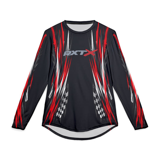 RXTX Racing UV Long Sleeve Jersey Shirt — Dri Fit UPF Performance Tee - Black & Red