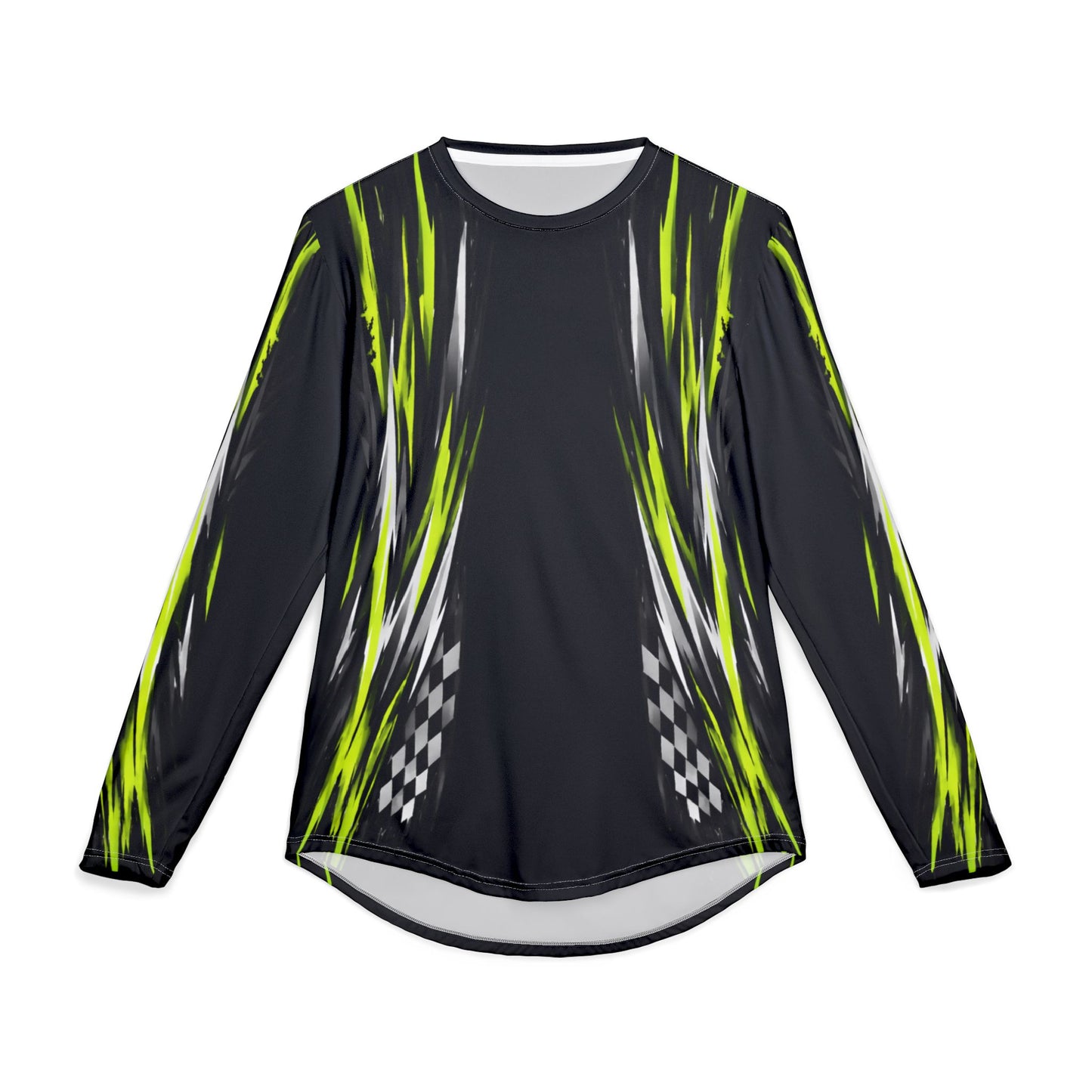 Men's Riptide Racing UV Long Sleeve Shirt — Dri Fit UPF Performance Tee - Black & Manta Green