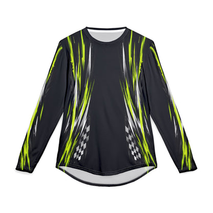 Men's Riptide Racing UV Long Sleeve Shirt — Dri Fit UPF Performance Tee - Black & Manta Green