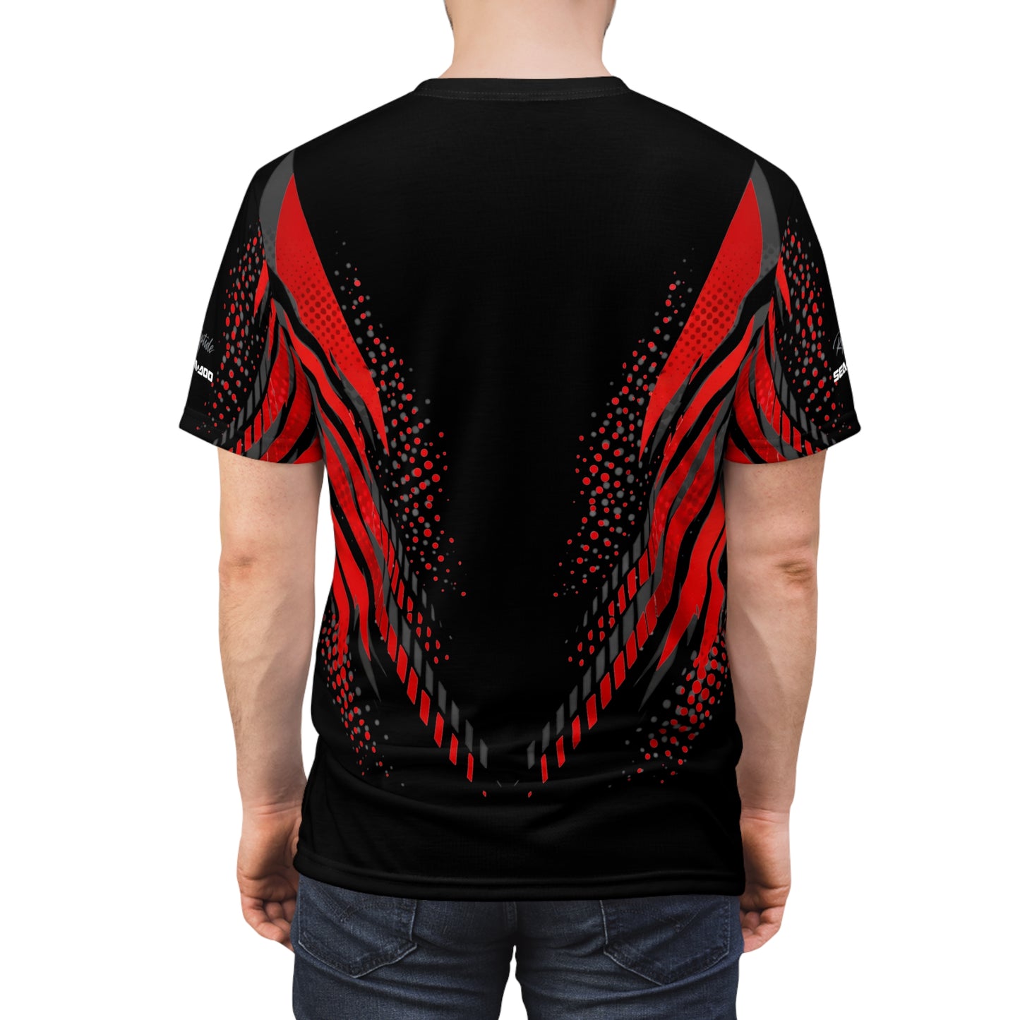 SeaDoo GTRX X-Team Cyber Racing Dri Fit Tee — Grey Red & Black All-Over Print