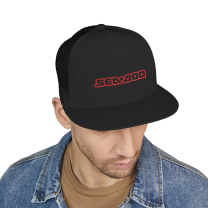 Sea-Doo Embroidered Trucker Hat — Retro Watersports Cap Red