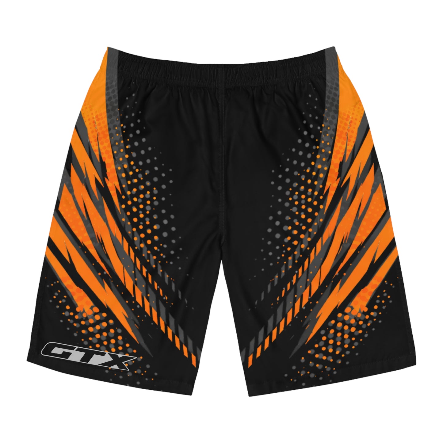 SeaDoo GTX Men's Grey & Orange Racing Board Shorts — Athletic Swim Trunks