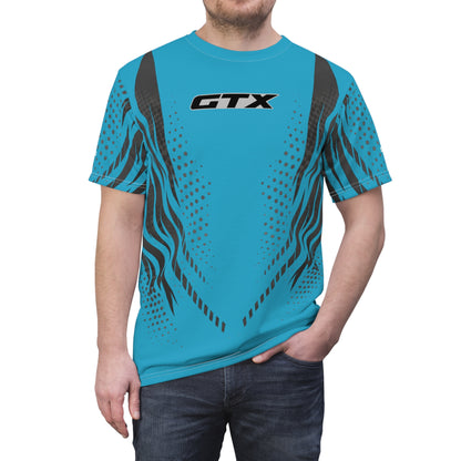 SeaDoo GTX X-Team Cyber Racing Dri Fit Tee — Grey & Teal All-Over Print