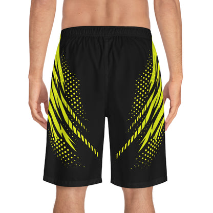 SeaDoo RXTX X-Team Men's Black & Manta Green Racing Board Shorts — Athletic Swim Trunks