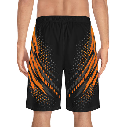 SeaDoo GTX Men's Grey & Orange Racing Board Shorts — Athletic Swim Trunks
