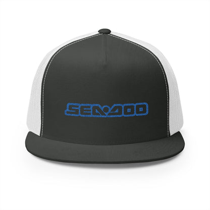 Sea-Doo Embroidered Trucker Hat — Retro Watersports Cap Blue