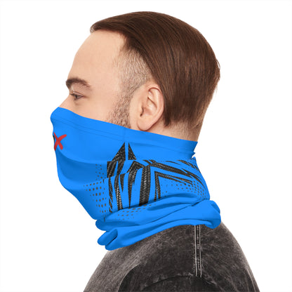 SeaDoo RXPX Racing Neck Gaiter — Gulfstream Blue & Carbon Fiber Midweight Face Shield Mask