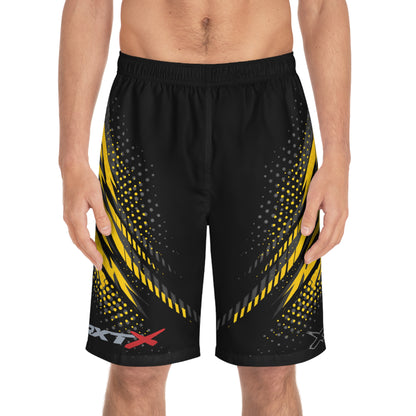 SeaDoo RXTX X-Team Men's Millenium Yellow & Grey Racing Board Shorts — Athletic Swim Trunks